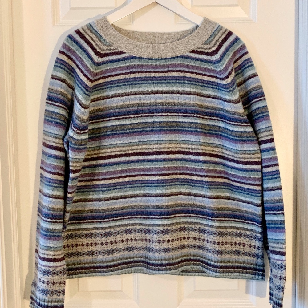 New York & Company Striped Fair Isle Wool Sweater